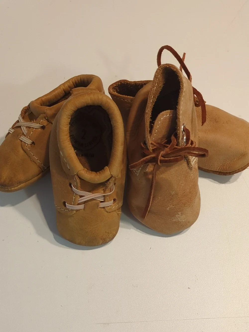 Freshly Picked and Mon Petite Tan Leather Baby Moccasins & Booties Set